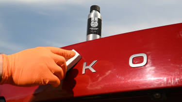 Auto Express products editor Tom Barnard washing a Skoda Superb with Shelby Ceramic Sealant